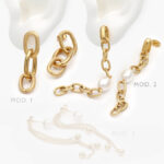 Aretes Eslabones y Perla Acero Inoxidable 145
