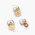 Charm Flor Esmalte Acero Inoxidable Grupo 163