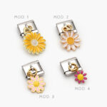 Charm Flor Esmalte Acero Inoxidable Grupo 163