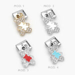 Charm Oso Zirconias Acero Inoxidable Grupo 178