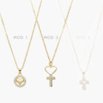 Collar Cruces Corazón Chapa de Oro 578