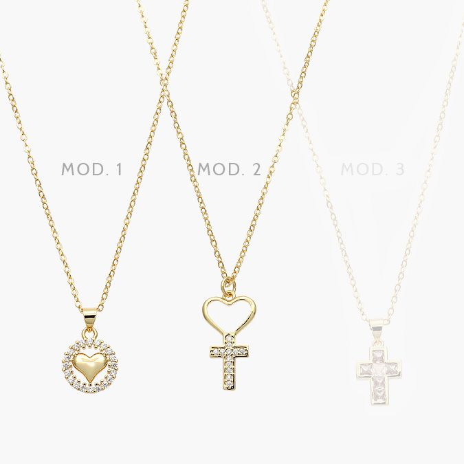 CTD0578-1 Collar Cruces Corazón Chapa de Oro 578 - Image 1