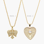 Collar Corazón Cruz Chapa de Oro 600