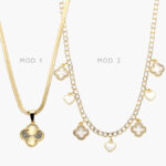 Collar Flores Madre Perla Chapa de Oro 611