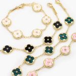 Pulso Flores Esmalte Chapa de Oro 604