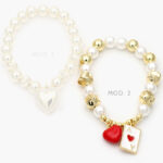 Pulso Perlas Bolitas Corazón Chapa de Oro 594