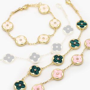 Pulso Flores Esmalte Chapa de Oro 604