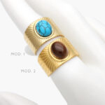 Anillo Piedra Acrílico Ajustable Acero 0429