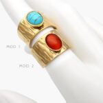 Anillo Piedra Acrílico Ajustable Acero Inoxidable 456