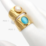 Anillo Piedra Acrílico Ajustable Acero Inoxidable 459