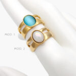 Anillo Piedra Acrílico Ajustable Acero Inoxidable 460