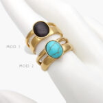 Anillo Piedra Acrílico Ajustable Acero Inoxidable 462