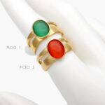 Anillo Piedra Acrílico Ajustable Acero Inoxidable 463