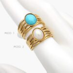 Anillo Piedra Acrílico Ajustable Acero Inoxidable 464