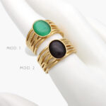 Anillo Piedra Acrílico Ajustable Acero Inoxidable 465