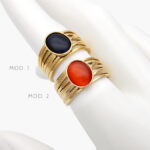 Anillo Piedra Acrílico Ajustable Acero Inoxidable 466