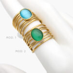 Anillo Piedra Acrílico Ajustable Acero Inoxidable 467