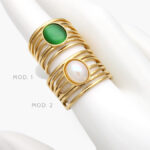 Anillo Piedra Acrílico Ajustable Acero Inoxidable 469