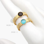 Anillo Piedra Acrílico Ajustable Acero Inoxidable 473