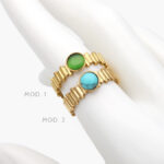 Anillo Piedra Acrílico Ajustable Acero Inoxidable 474