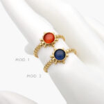 Anillo Piedra Acrílico Ajustable Acero Inoxidable 478