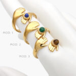 Anillo Piedra Acrílico Ajustable Acero Inoxidable 502