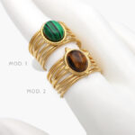 Anillo Piedra Acrílico Ajustable Acero Inoxidable 503