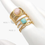 Anillo Piedra Acrílico Ajustable Acero Inoxidable 504