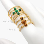 Anillo Piedra Acrílico Ajustable Acero Inoxidable 506