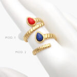 Anillo Piedra Acrílico Ajustable Acero Inoxidable 508