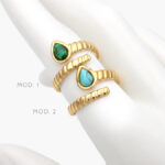 Anillo Piedra Acrílico Ajustable Acero Inoxidable 509