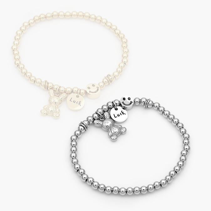 AP0633-1 Pulso Bolitas Conejo Carita Feliz Acero Inoxidable 633 - Image 1