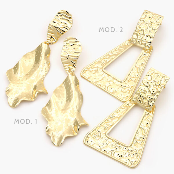 Aretes Largos Chapa de Oro 624 - Image 1