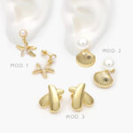 Aretes Perla Chapa de Oro 629