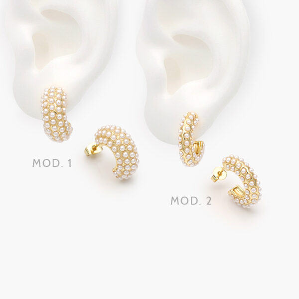 Aretes Perlas Chapa de Oro 633 - Image 1
