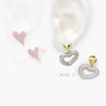 Aretes Corazones Chapa de Oro 634