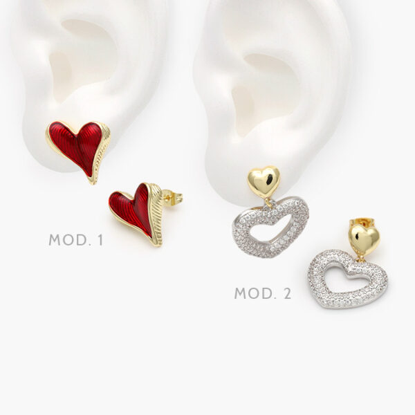 Aretes Corazones Chapa de Oro 634 - Image 1