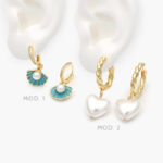 Hoops Corazón Perlas Chapa de Oro 881