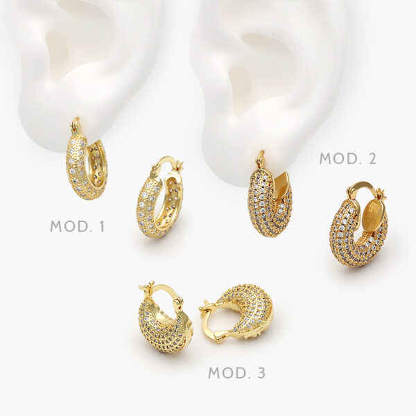 Arracadas Zirconia Chapa de Oro 882 - Image 1