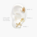 Broqueles Moño Perlas Chapa de Oro 413