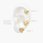 Broqueles Corazón Perlas Chapa de Oro 415