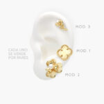 Broqueles Flores Perla Chapa de Oro 418