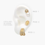 Broqueles Perlas & Zirconias Chapa de Oro 420