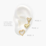 Broqueles Corazón Perla Chapa de Oro 421