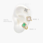 Cuffs Flor Esmalte Chapa de Oro 124