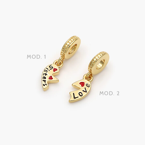 Dije Corazón LOVE Sisters Chapa de Oro 83 - Image 1