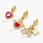 Dije Armado Corazones Chapa de Oro 85