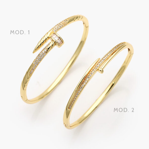 Brazalete Clavo Zirconias Chapa de Oro 613 - Image 1