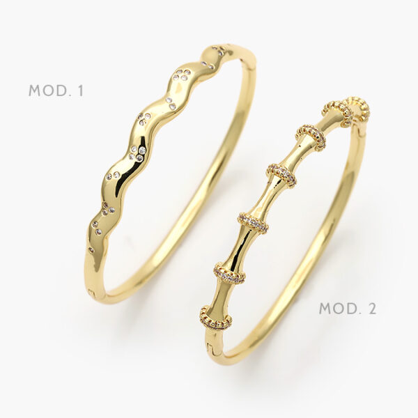 Brazalete Zirconias Chapa de Oro 618 - Image 1