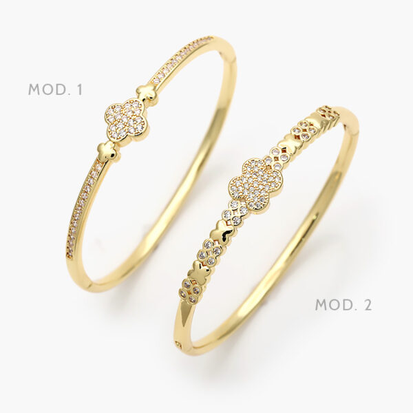 Brazalete Flor Zirconias Chapa de Oro 622 - Image 1